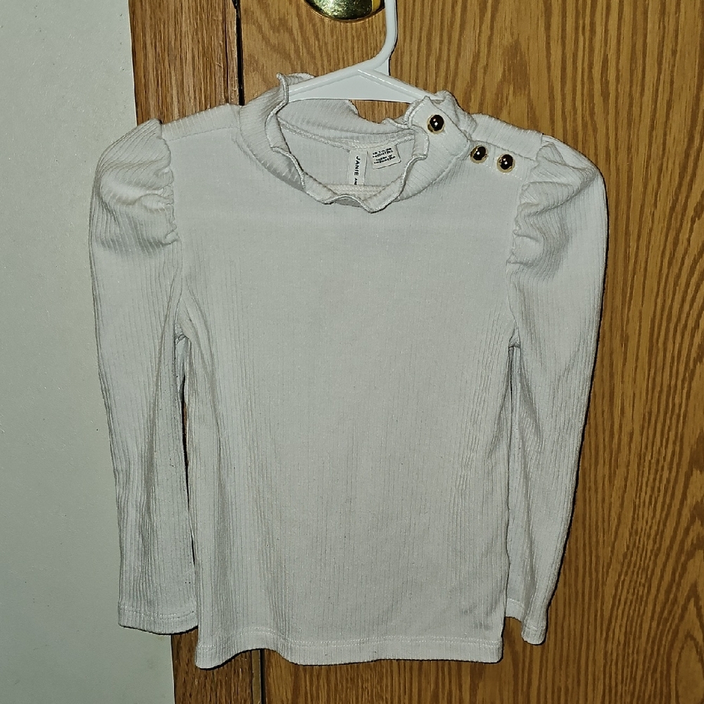 Janie and Jack Cream Long Sleeve Top with Button Accents